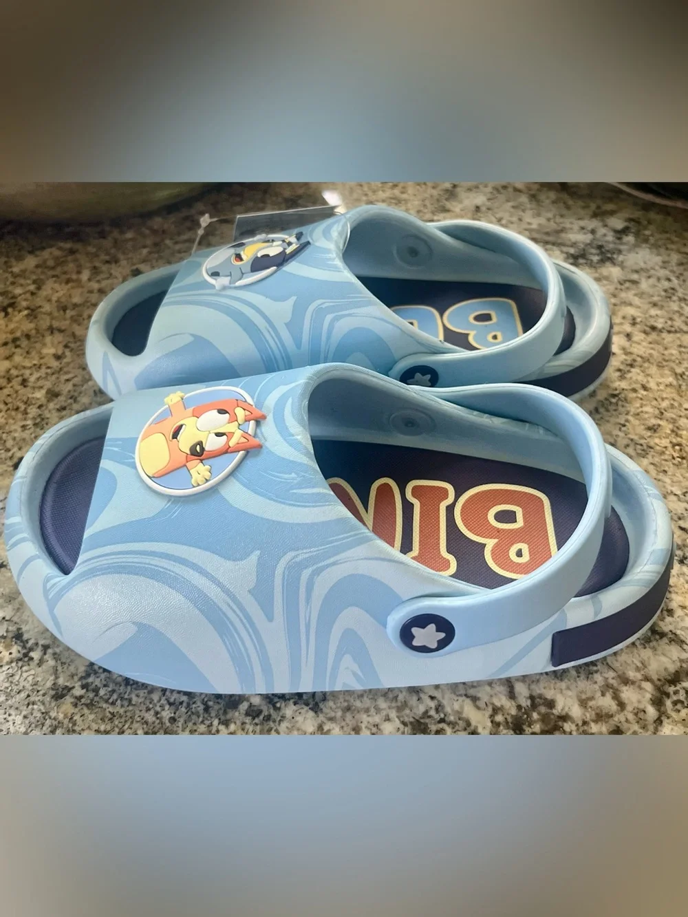 Bluey Bingo Kids Light Blue Cartoon Character Slip-On Sandals